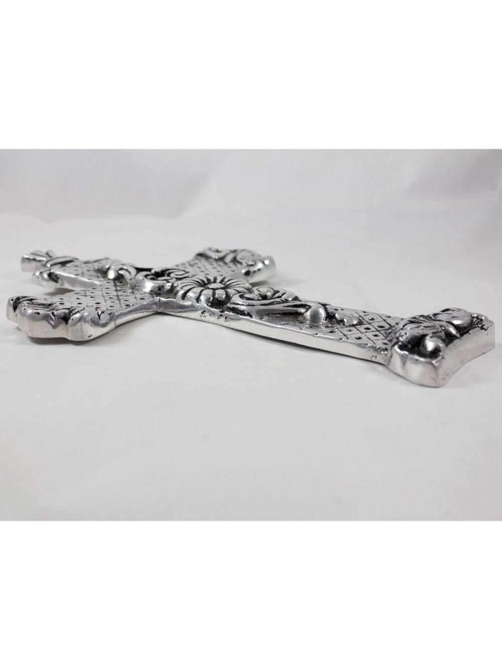 Holland Boone Polished Pewter Cross Wall Hanging Decor Mexico 12" - Picture 4 of 4